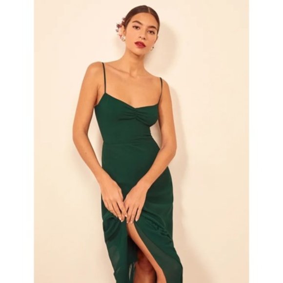Reformation Emersyn Dress in Emerald - Picture 2 of 16